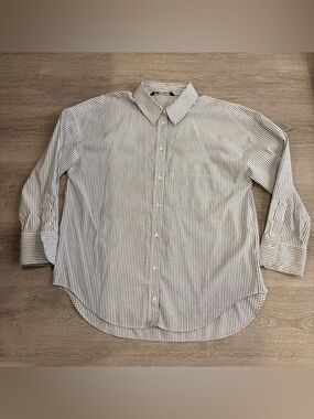 Zara Blue & White Striped Button-Up Shirt